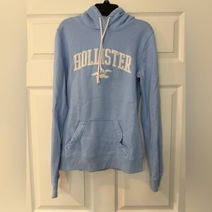Hollister Women's Light Blue Hoodie with Logo